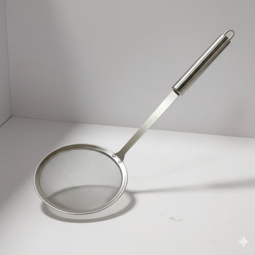 CNOMG Pro-Grade Stainless Steel Fine Mesh Skimmer Spoon & Strainer (Long Handle)