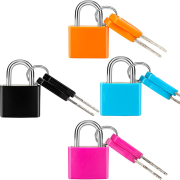 Febwind Mini Luggage Padlocks with Keys – 4 Pack (Multicolor)