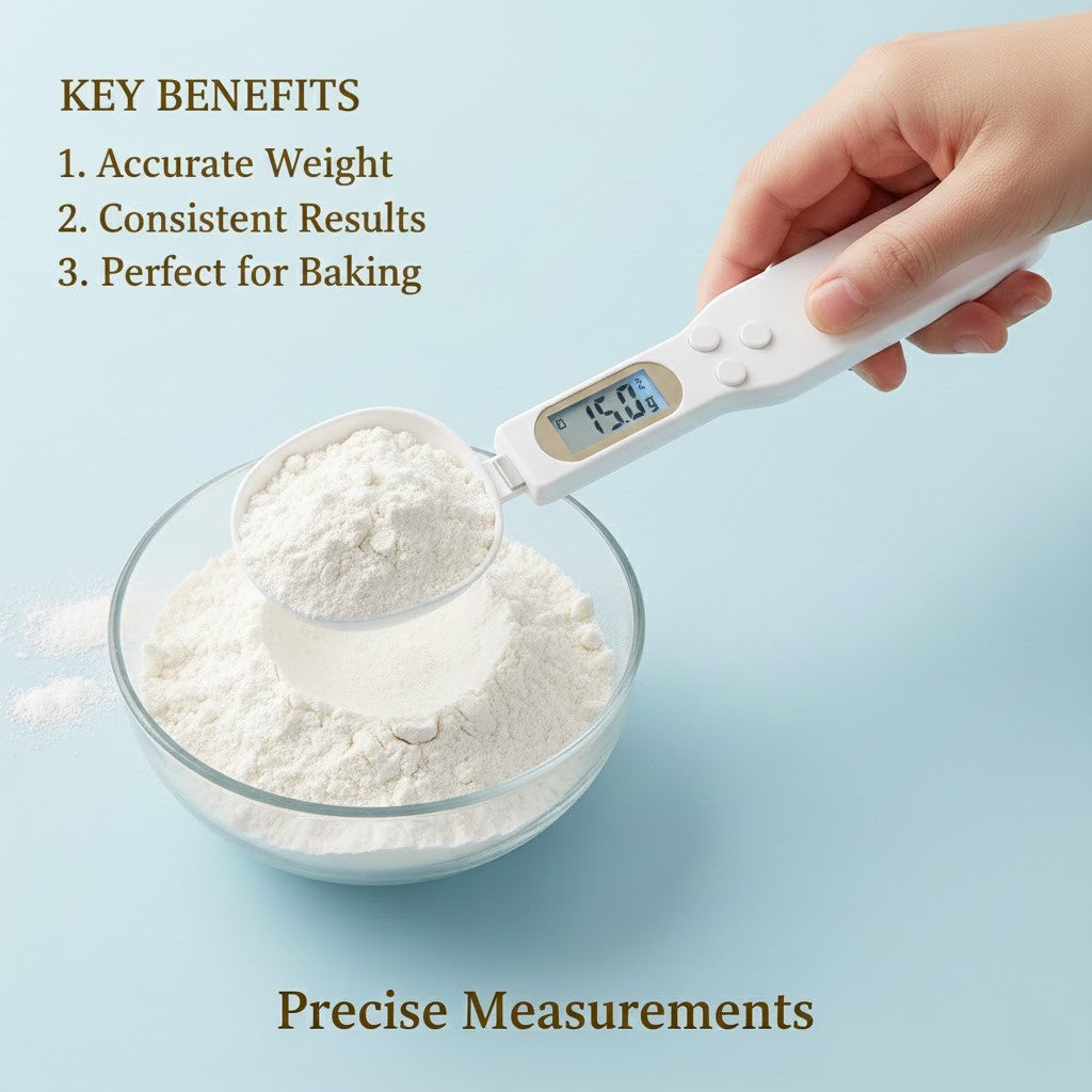 Digital Measuring Spoon Scale 0.1g to 500g Precision, LCD Display, Multipurpose Kitchen & Baking Tool