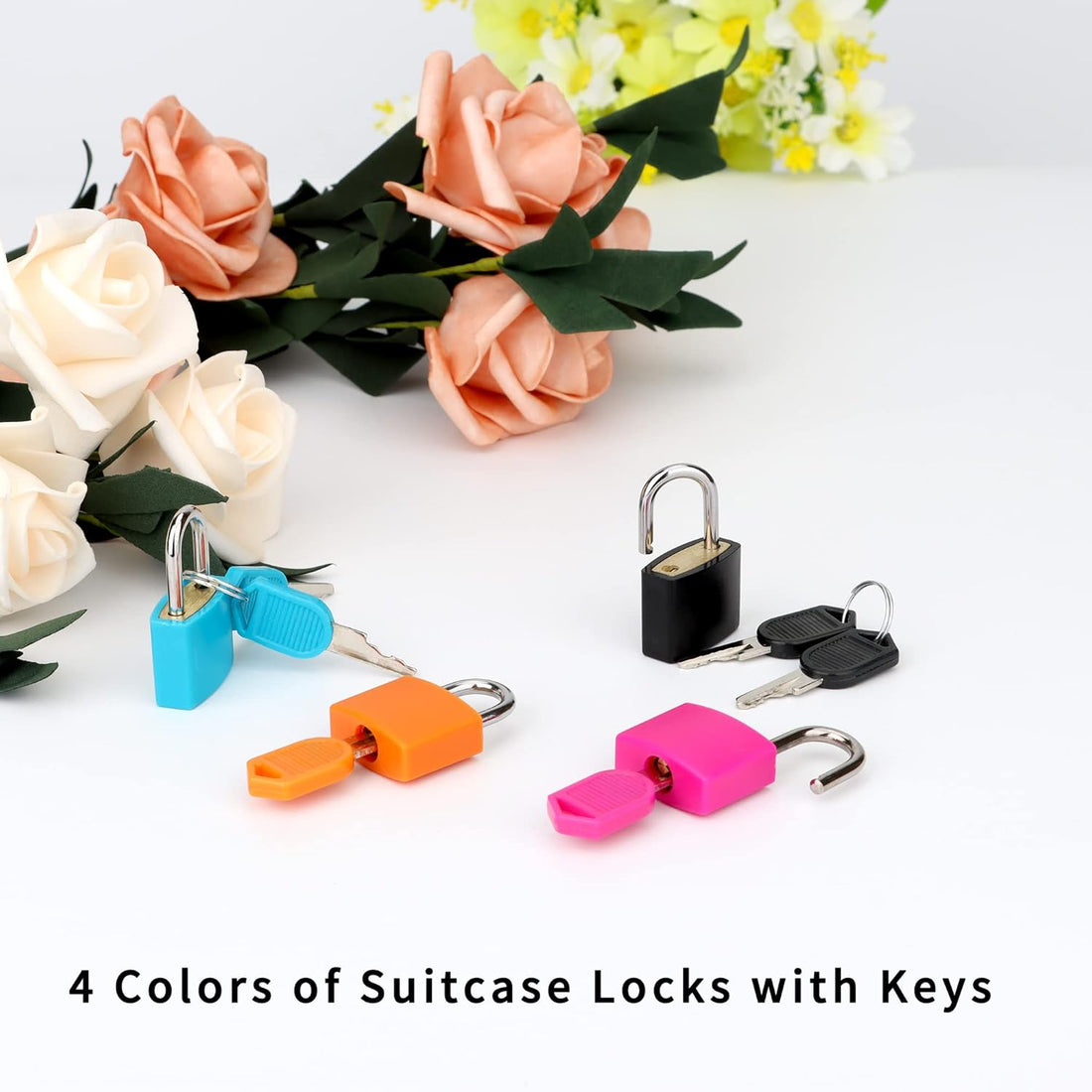 Febwind Mini Luggage Padlocks with Keys – 4 Pack (Multicolor)