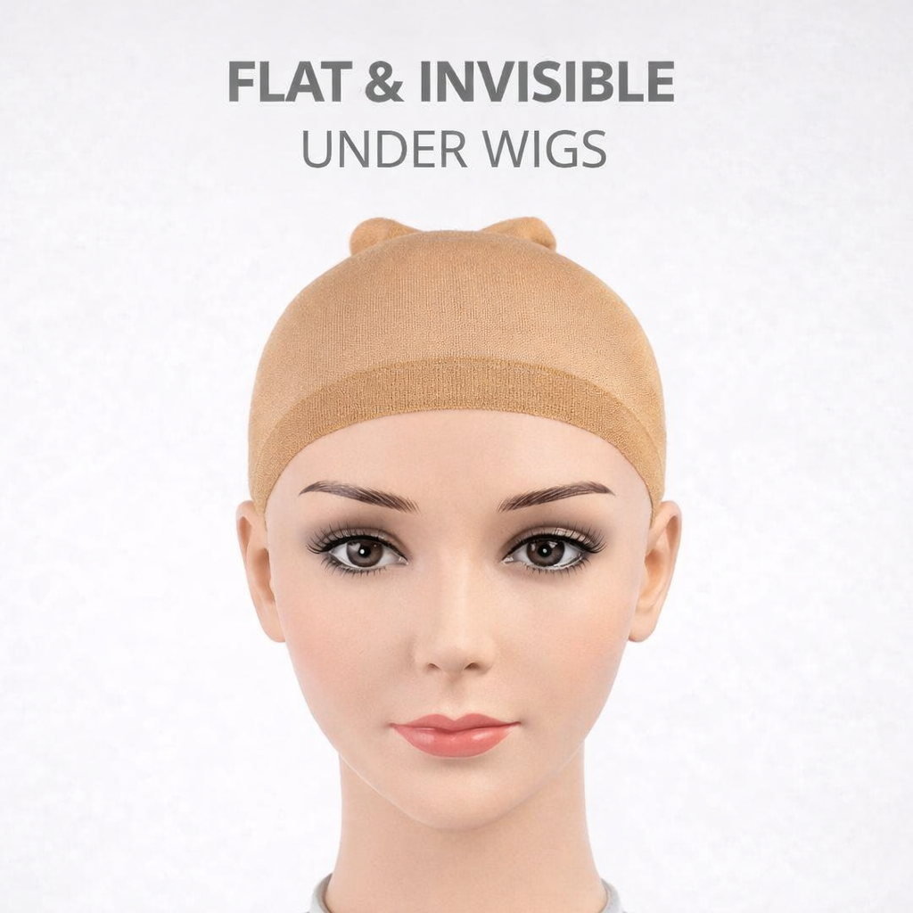 Light Brown Wig Cap for Lace Front Wigs – Stretchy Nylon, Flat & Breathable (2 Pack)