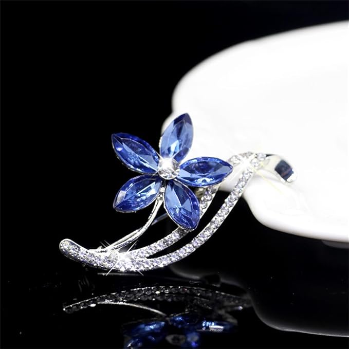 Vintage "Forget-Me-Not" Blue Crystal Flower Brooch Pin – Rhinestone Lapel Pin
