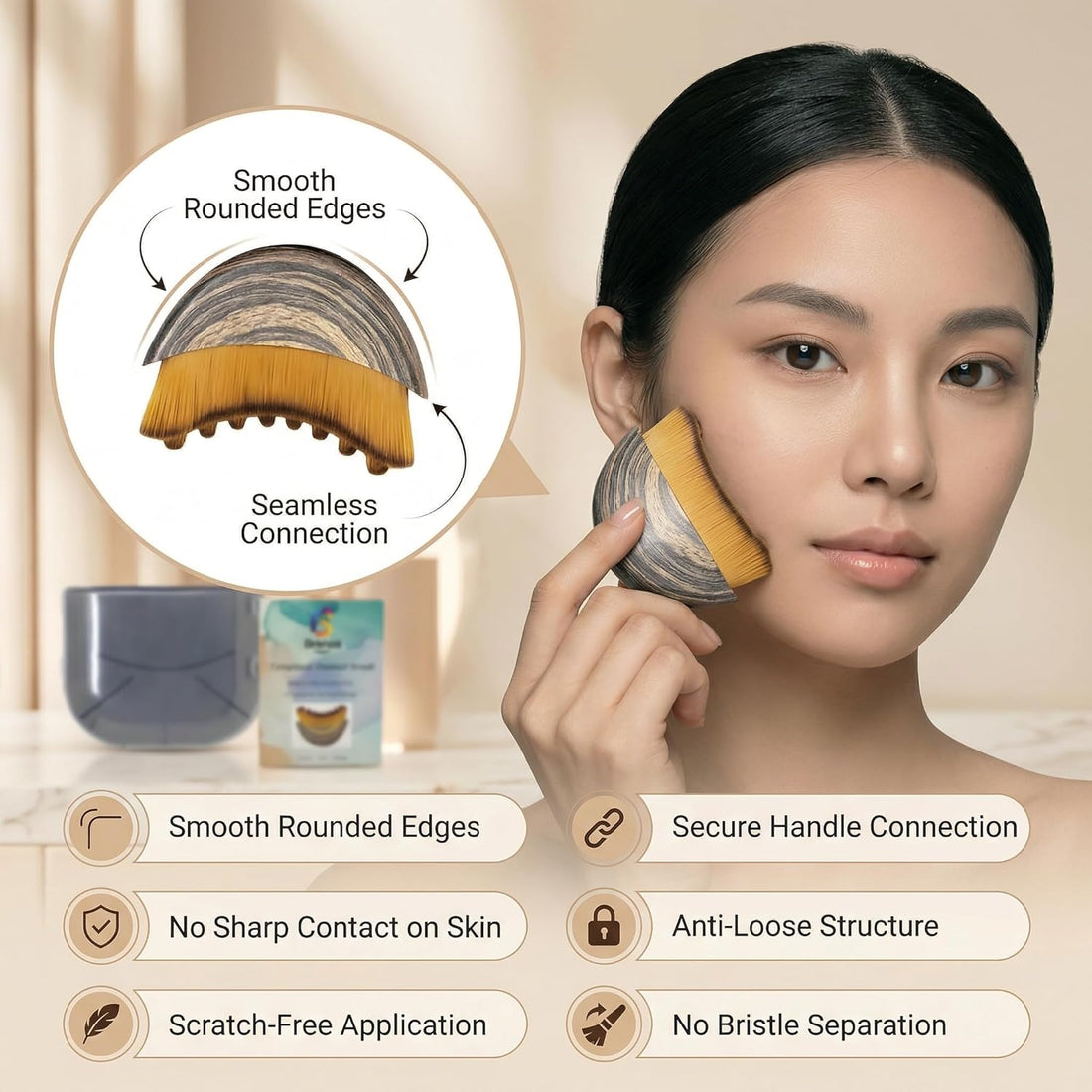 Lymphatic Contour Brush – a gentle facial massage tool designed to sculpt, detox, and improve skin circulation for a healthy glow.