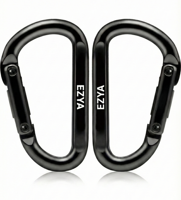 EZYA Heavy-Duty Iron Carabiner Clips – 860lbs Load Capacity (2-Pack)