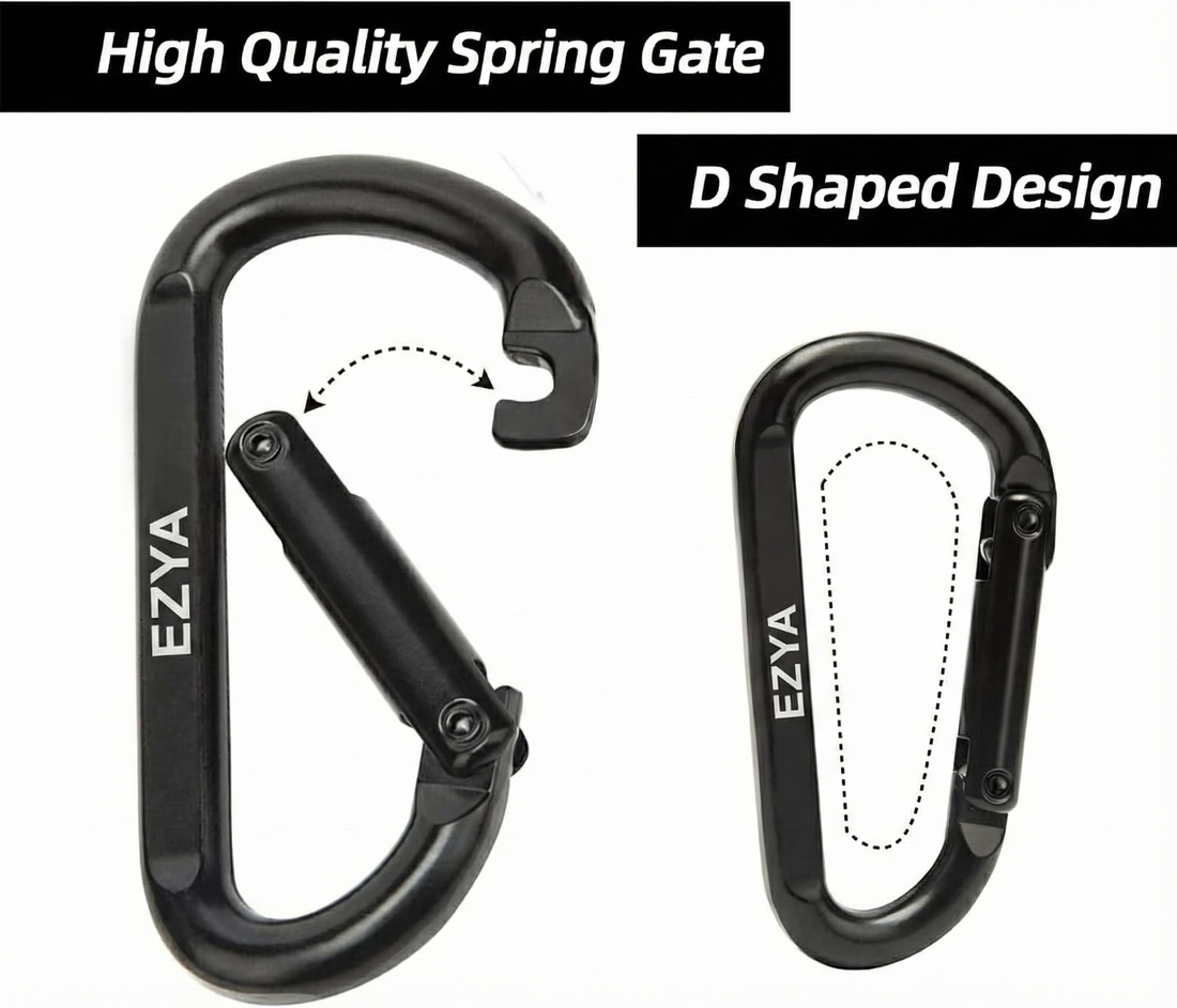EZYA Heavy-Duty Iron Carabiner Clips – 860lbs Load Capacity (2-Pack)