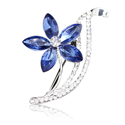 Vintage Forget-Me-Not Blue Crystal Flower Brooch Pin – Rhinestone Lapel Pin
