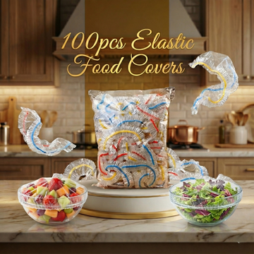100PCS Elastic Food Covers- Disposable Clear Bowl Covers for KItchen Meal Prep Leftovers & Outdoor Use BPA-Free Stretchable & Food Grade