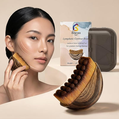 Brenza Lymphatic Contour Face Brush – Facial Sculpting & Depuffing Tool